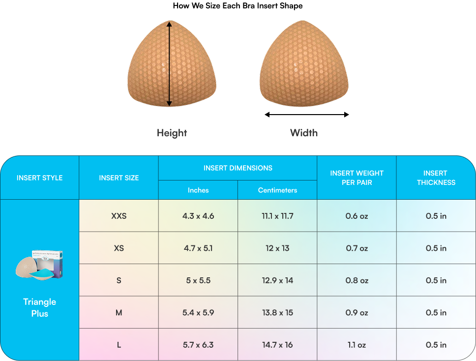 Triangle Plus+ Bra Inserts insert dimensions