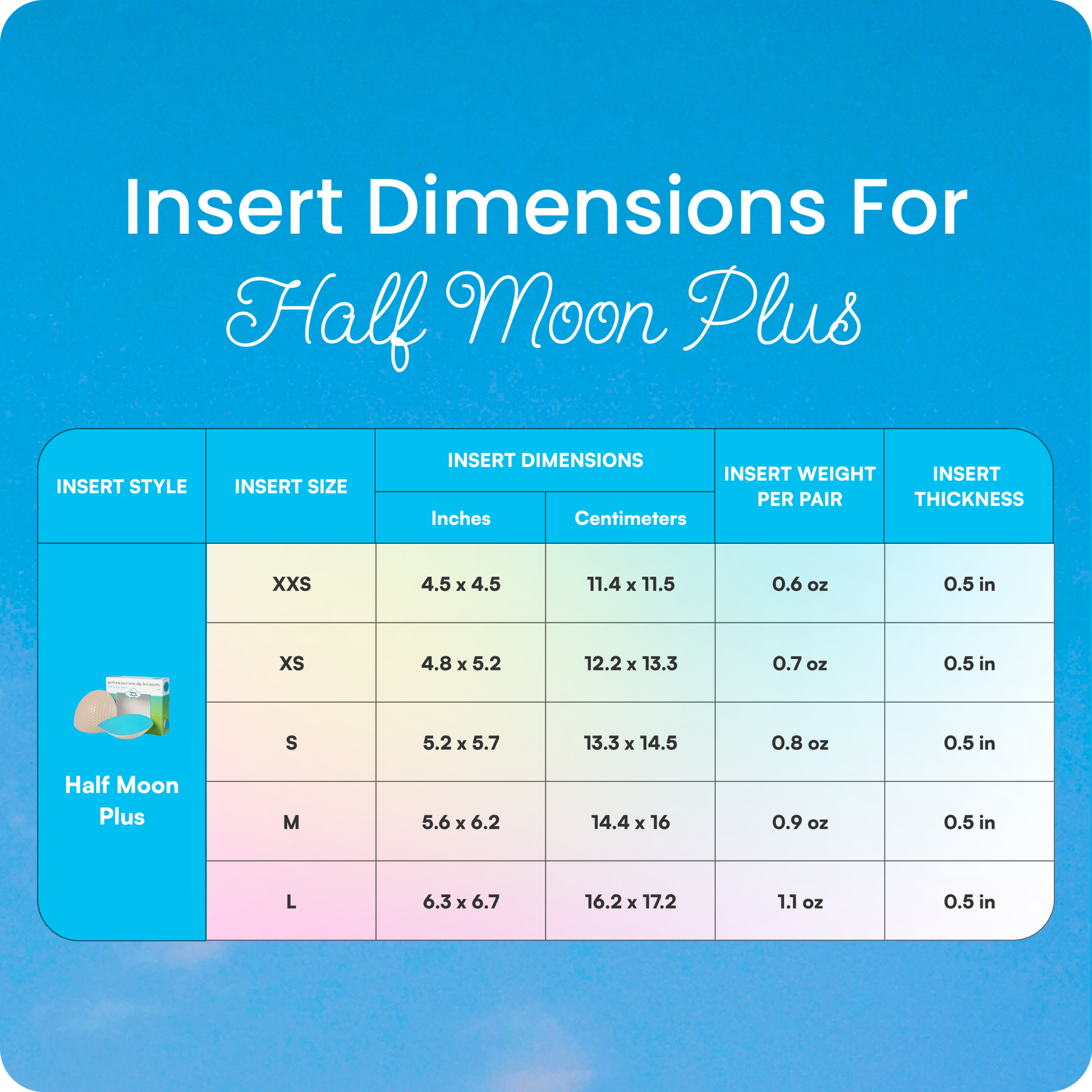 Half Moon Plus Bra Inserts