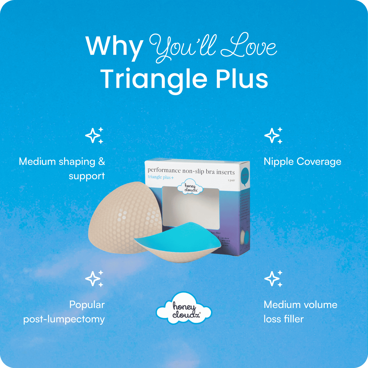 Triangle Plus Bra Pad Inserts (Non-Slip) - Honey Cloudz